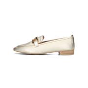 Metallic Gouden Loafers met Decoratieve Ketting Unisa , Yellow , Dames