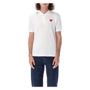 Rood Hart Patch Polo Shirt Comme des Garçons , White , Heren