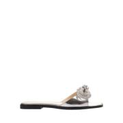 Zilveren Boog Platte Sandalen met Strass Mach & Mach , Gray , Dames