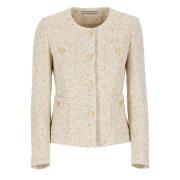 Beige Blazer met Lurex en Pailletten Tagliatore , Beige , Dames