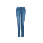 Moderne High Waist Skinny Jeans met Logo Emporio Armani , Blue , Dames