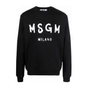 Zwarte Sweatshirt Herenmode Msgm , Black , Heren