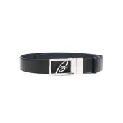 Casual Zwarte Riem Brioni , Black , Heren