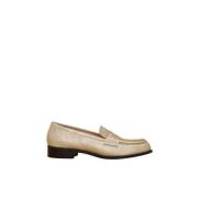 Metallic Leren Mocassins Stijlvolle Touch Marina Rinaldi , Beige , Dam...