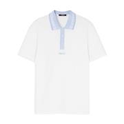 Barocco Print Polo Shirt Wit Versace , White , Heren