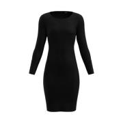 Jurk met ronde hals en knoopmouwen Marella , Black , Dames