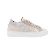 Witte Leren Sneakers met Glitterdetails P448 , Multicolor , Dames