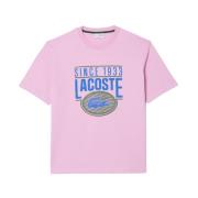 Sportieve Jacquard Kraag T-shirt Lacoste , Pink , Heren