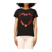 Hartprint Dames T-shirt Moschino , Black , Dames