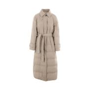 Beige Technische Katoenen Jas Brunello Cucinelli , Beige , Dames