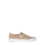 Suède Leren Sneakers Ronde Neus Vetersluiting Vans , Beige , Heren