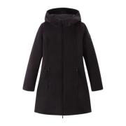 Dames Firth Parka met Rubberen Logo Woolrich , Black , Dames