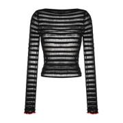 Multicolor Sheer Stripe Casual Sweatshirt Proenza Schouler , Black , D...