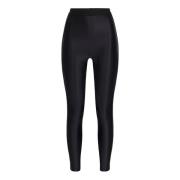 Zwarte glanzende Lycra-leggings met logo-elastische tailleband Elisabe...
