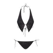 Zwarte Paillet Bind Bikini Oseree , Black , Dames