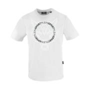 Katoenen T-shirt met Voorkant Print Plein Sport , White , Heren