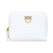 Chevron Leren Damesportemonnee Pinko , White , Dames