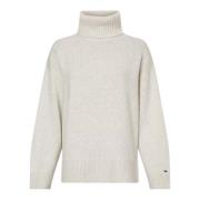 Oversized Wollen Turtleneck Trui Tommy Hilfiger , Beige , Dames