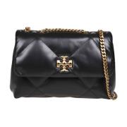 Zwarte leren schoudertas met diamanten Tory Burch , Black , Dames