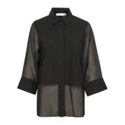 Zwarte Blouse met Wijde Mouwen InWear , Black , Dames