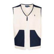 Gezellige Fleece Vest Jas Crème/Navy Ralph Lauren , Beige , Heren