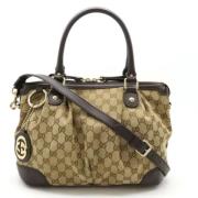 Pre-owned Canvas totes Gucci Vintage , Beige , Dames