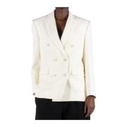 Dubbelborstige Wollen Blazer Wardrobe.nyc , White , Dames