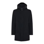 Lange Albali Parka met Afneembare Capuchon Peuterey , Black , Heren