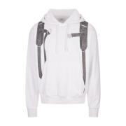 Witte Katoenen Hoodie met Grafische Print Off White , White , Heren