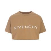 Bruine T-shirt met 4G-logo Givenchy , Brown , Dames