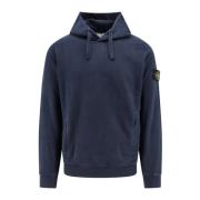 Blauwe Sweatshirt Hoodie Geribbeld Katoen Stone Island , Blue , Heren