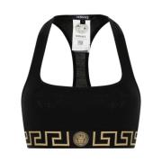 Zwarte Racerback Ondergoed met Greca Details Versace , Black , Dames