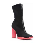 Zwarte en koraalroze enkellaarsjes met rits Alexander McQueen , Black ...