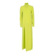 Lange Wol Kasjmier Jurk Hoge Hals Semicouture , Green , Dames