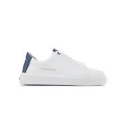 Witte Leren Sneakers met Blauwe Hiel Alexander Smith , White , Heren