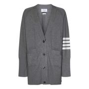 Grijze Oversized Vest met 4-Bar Detailing Thom Browne , Gray , Dames