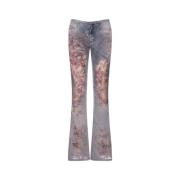 Blauwe Bootcut Jeans met Rafelede Randen Diesel , Multicolor , Dames