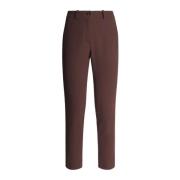 Dames Klassieke Slim-Fit Broek met Riemlussen RRD , Brown , Dames