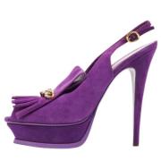 Pre-owned Suede sandals Yves Saint Laurent Vintage , Purple , Dames