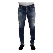Stijlvolle Tattered Skinny Denim Jeans Dsquared2 , Blue , Heren