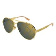 Goud/Blauw Getinte Zonnebril Gucci , Yellow , Heren