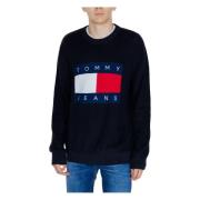 Zwart Katoenen Gebreide Trui Lange Mouw Ronde Hals Tommy Jeans , Black...