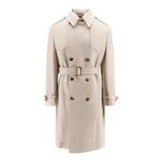 Beige Double-Breasted Wollen Jas Aw24 Brunello Cucinelli , Beige , Her...