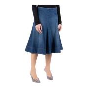 Denim Midi Rok met Ruches Khaite , Blue , Dames