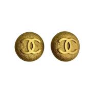 Pre-owned Metal earrings Chanel Vintage , Yellow , Dames