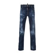 Logo-Patch Straight-Leg Jeans Dsquared2 , Blue , Heren