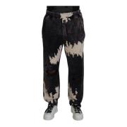 Grijze Tie Dye Versleten Katoenen Broek Dsquared2 , Multicolor , Heren