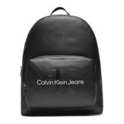 Stijlvolle zwarte print rugzak met ritssluiting Calvin Klein , Black ,...