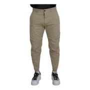 Beige Katoenen Tapered Casual Broek Dsquared2 , Beige , Heren