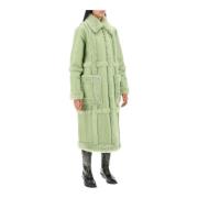 Eco-Shearling Geometrische Jas Stand Studio , Green , Dames